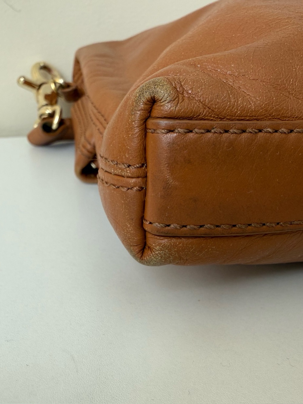 Tory Burch Dena 3-way purse Crossbody Fld Cognac Leather Y2K Clutch Shoulder Bag - Picture 14 of 14